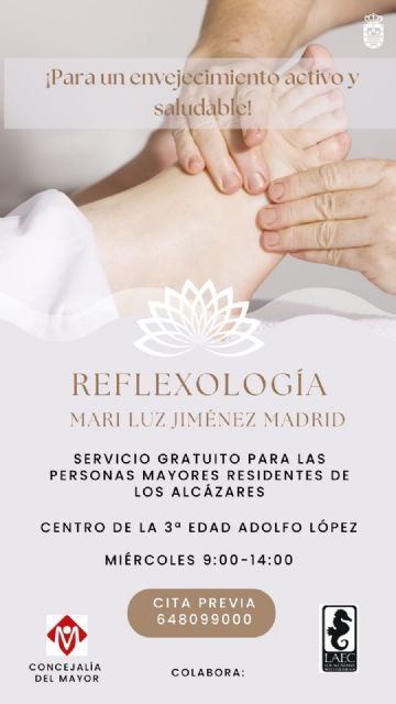 Los mayores de Los Alcázares podrán recibir sesiones gratuitas de reflexología