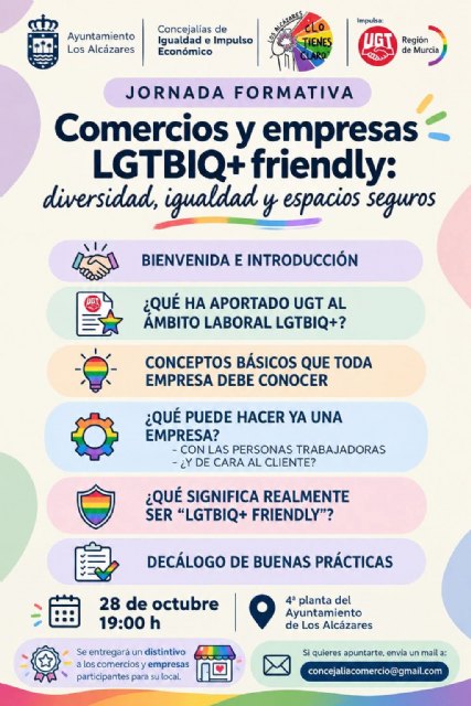 Los Alcázares organiza una jornada para fomentar comercios y empresas inclusivos con el colectivo LGTBIQ+