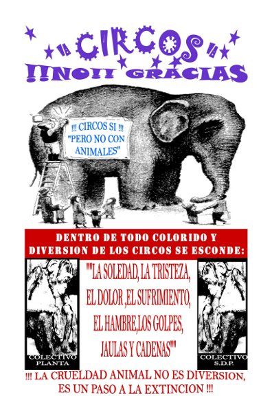 Colectivos y asociaciones animalistas convocan una concentración contra los circos con animales en los Alcázares